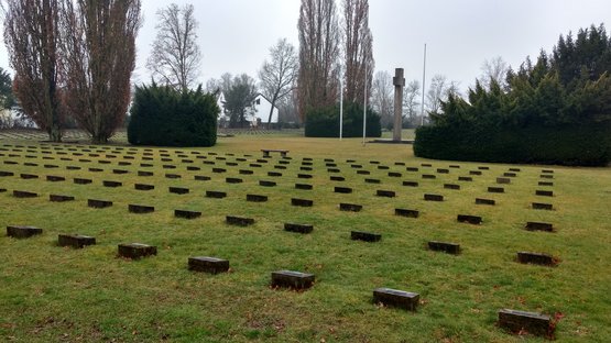 Blick auf die Gräber der Kriegsgräberstätte Westhausen